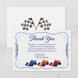 Little Racer Bassinet Formula 1 Thank You Card 