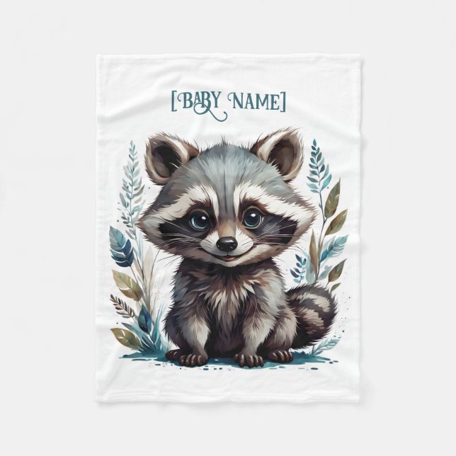 Little Racoon Personalised Fleece Blanket (Front)