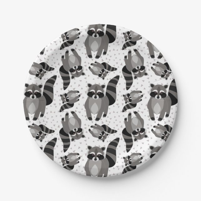 Little Racoon Rascal is Coming To Dinner Paper Plate (Front)