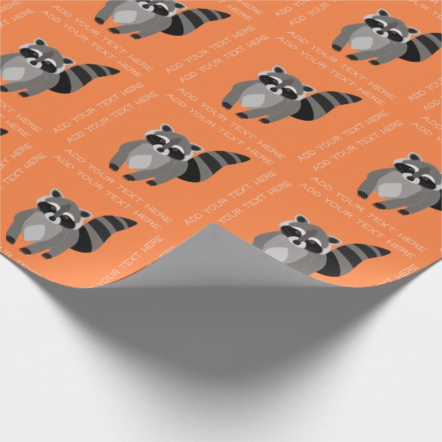 Little Racoon Rascal Personalised Custom Colour Wrapping Paper (Corner)