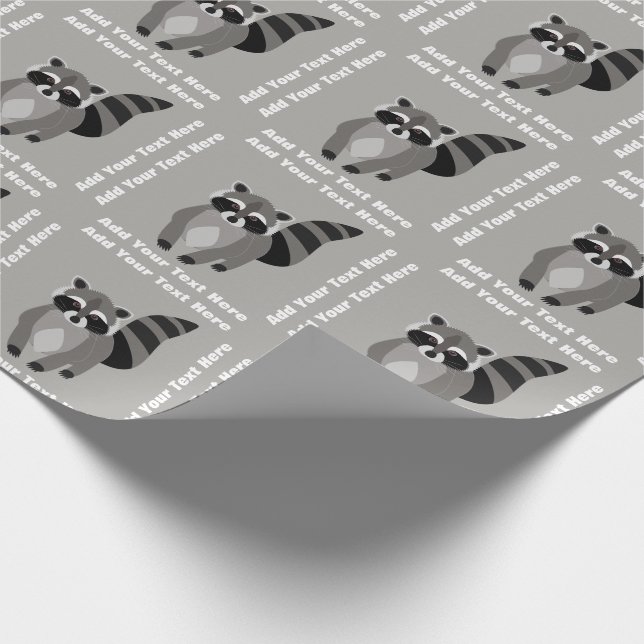 Little Racoon Rascal Personalised Custom Colour Wrapping Paper (Corner)