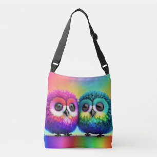 Little Rainbow Owls -ART by Lisa-Dawn Designs Crossbody Bag
