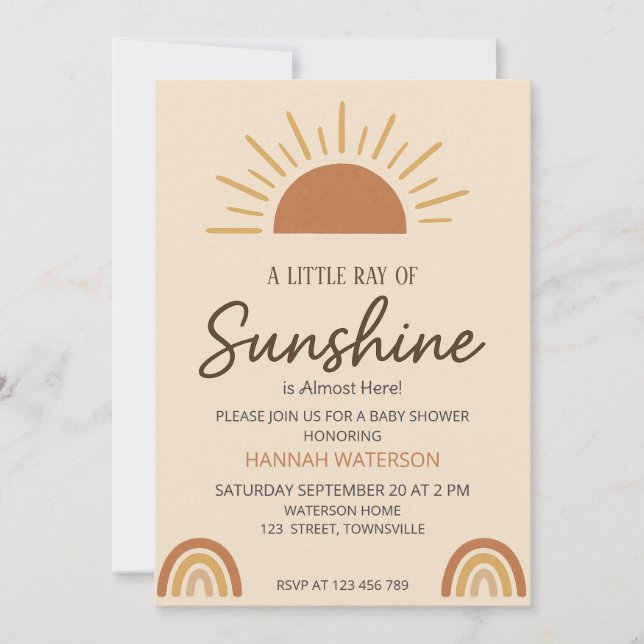Little Ray of Boho Sunshine – Baby Shower  Invitation (Front)