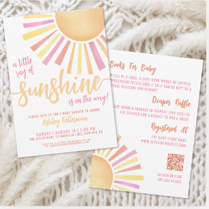 Little Ray Of Sunshine All In One Baby Shower Invitation