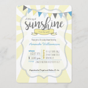 Little Ray of Sunshine Baby Boy Shower Invitation