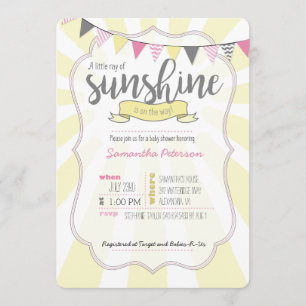 Little Ray of Sunshine Baby Girl Shower Invitation