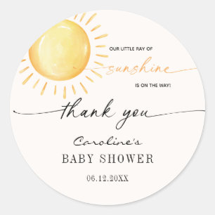Little Ray Of Sunshine Baby Shower Classic Round S Classic Round Sticker
