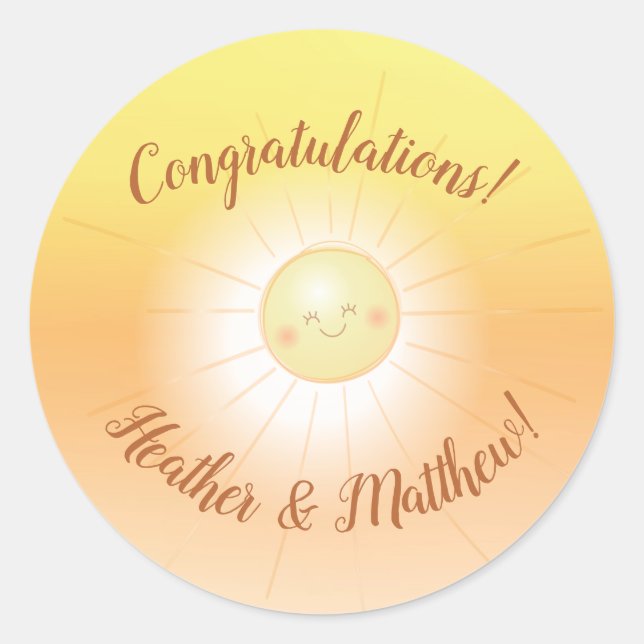 Little Ray of Sunshine Baby Shower Classic Round Sticker (Front)