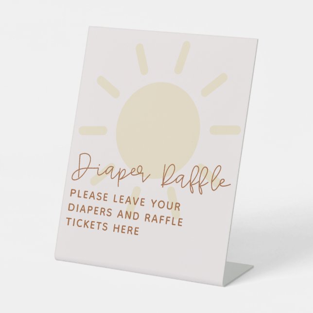 Little Ray of Sunshine Baby Shower Diaper Raffle Pedestal Sign (Front)
