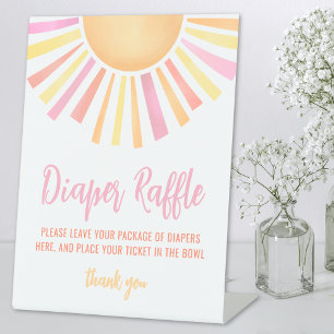 Little Ray Of Sunshine Baby Shower Diaper Raffle Pedestal Sign