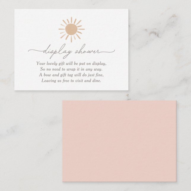 Little Ray of Sunshine Baby Shower Display Shower Enclosure Card (Front/Back)