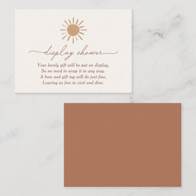 Little Ray of Sunshine Baby Shower Display Shower Enclosure Card (Front/Back)