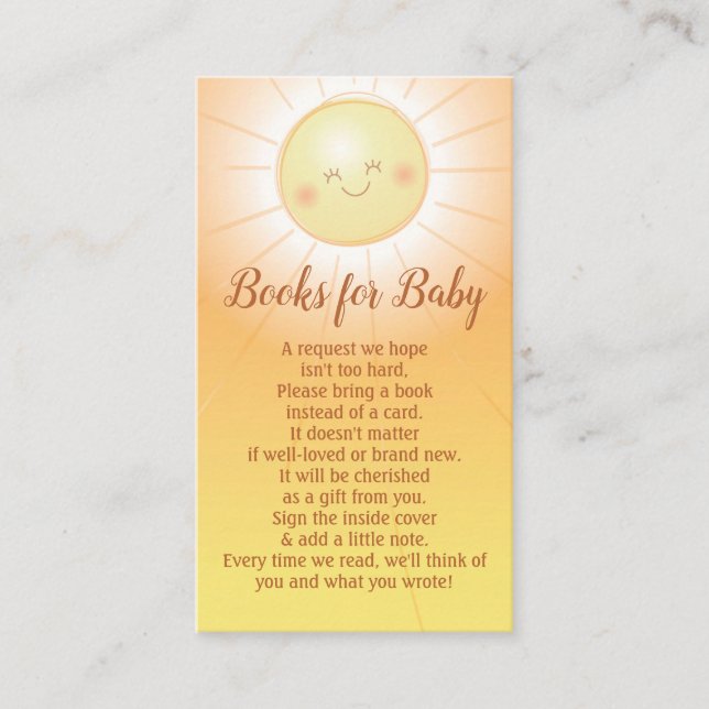 Little Ray of Sunshine Baby Shower Enclosure Card (Front)