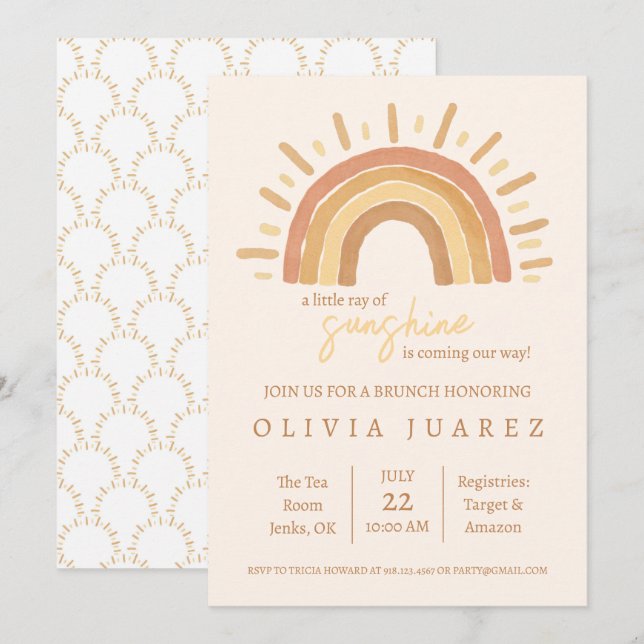 Little Ray of Sunshine Baby Shower Invitation (Front/Back)