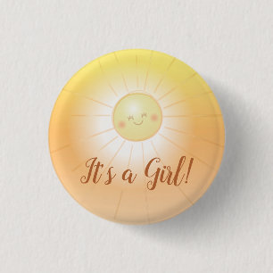 Little Ray of Sunshine Baby Shower It's a Girl 3 Cm Round Badge