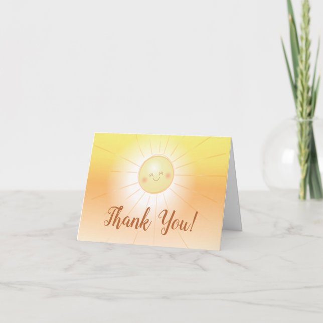 Little Ray of Sunshine Baby Shower Thank You Card (Front)