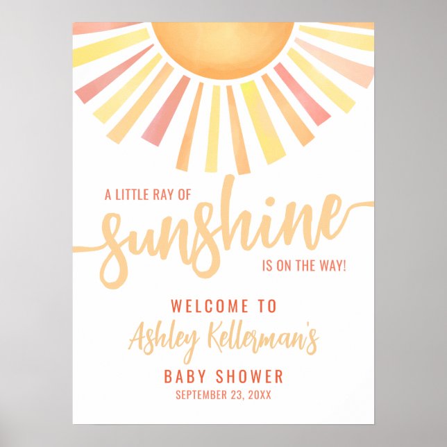 Little Ray Of Sunshine Baby Shower Welcome Sign (Front)