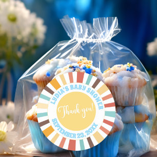 Little Ray Of Sunshine Blue Baby Shower Classic Round Sticker