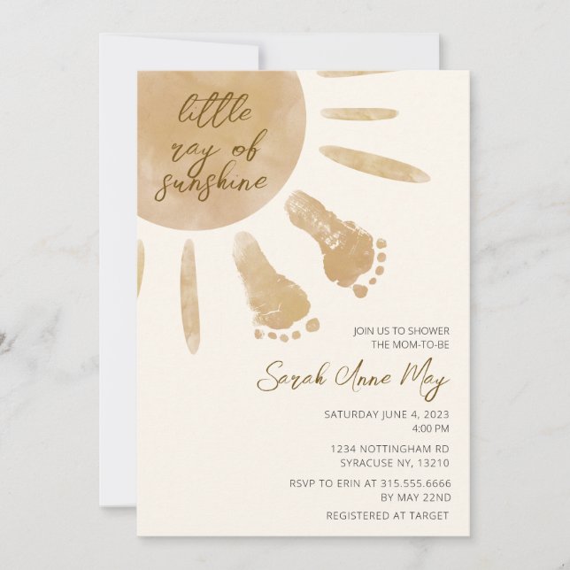 Little Ray of Sunshine Boho Baby Shower  Invitation (Front)