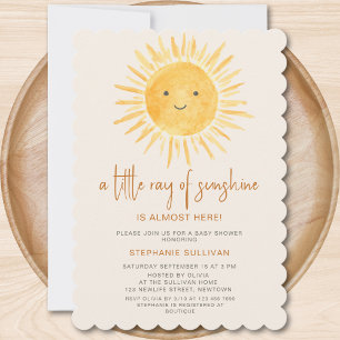 Little Ray of Sunshine Boho Baby Shower Invitation