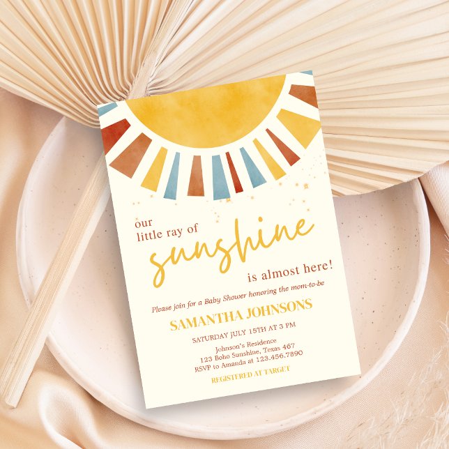 Little Ray of Sunshine Boho Baby Shower Invitation (Little Ray of Sunshine Baby Shower Invitation)
