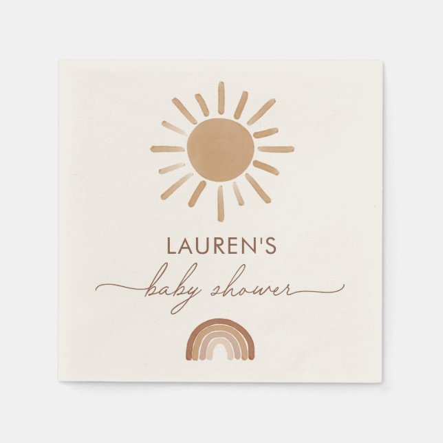 Little Ray of Sunshine Boho Baby Shower Napkin (Front)