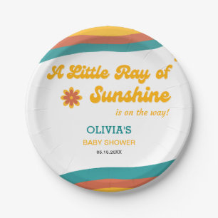 Little Ray of Sunshine Boho Baby Shower Paper Plate