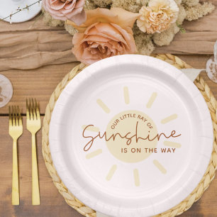 Little Ray of Sunshine Boho Baby Shower Paper Plate