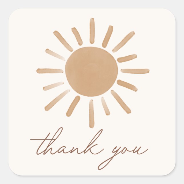 Little Ray of Sunshine Boho Baby Shower Square Sticker (Front)