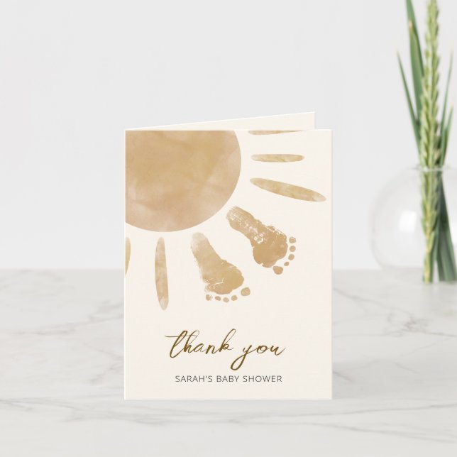 Little Ray of Sunshine Boho Baby Shower Thank You Card (Front)