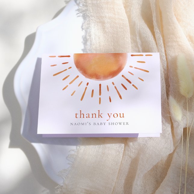 Little Ray of Sunshine Boho Baby Shower Thank You Card (Creator Uploaded)