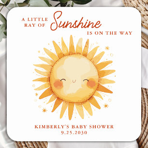Little Ray of Sunshine Boho Cute Sun Baby Shower Square Sticker