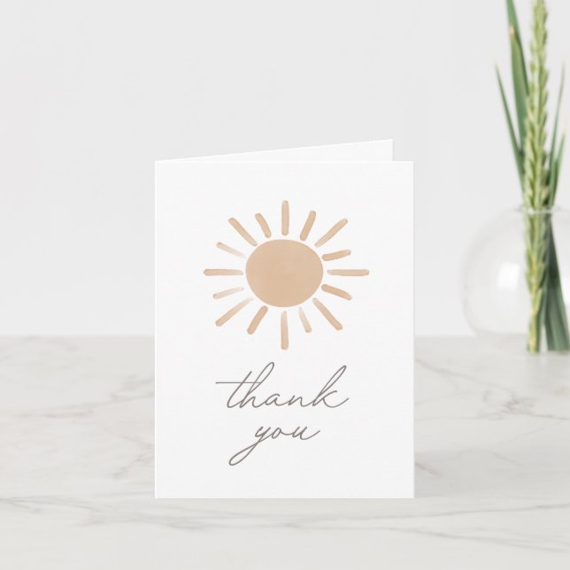 Little Ray of Sunshine Boho Girl Baby Shower Thank You Card (Front)