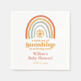 Little Ray of Sunshine Boho Rainbow Baby Shower Napkin