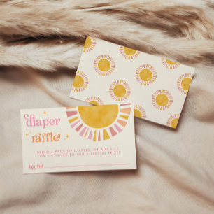 Little Ray of Sunshine Boho Retro Diaper Raffle Enclosure Card
