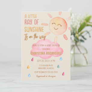Little Ray Of Sunshine Boho Sun Baby Shower Invitation