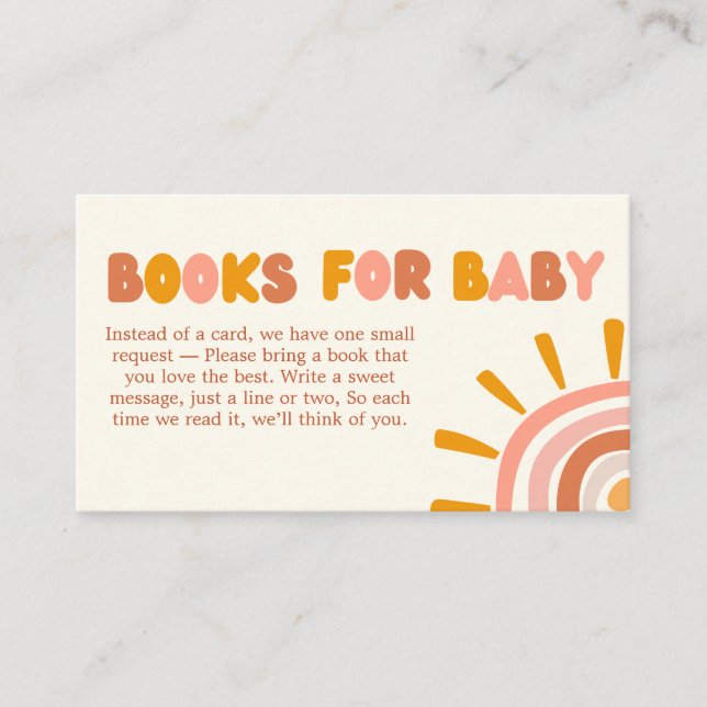 Little Ray of Sunshine Boho Sun Books for Baby Enclosure Card (Front)
