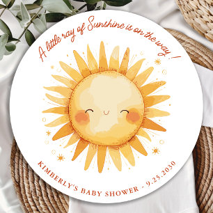 Little Ray of Sunshine Boho Sun Cute Baby Shower Classic Round Sticker