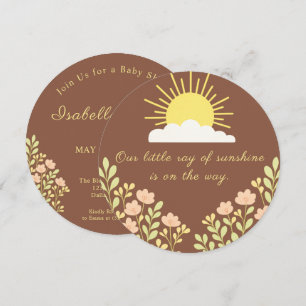 Little Ray of Sunshine Boho Sun Floral Terracotta Invitation