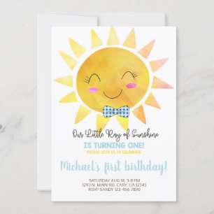 Little ray of Sunshine boy birthday invitation. Invitation