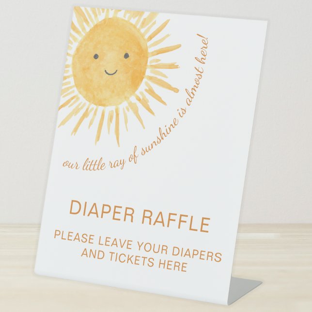 Little Ray Of Sunshine Diaper Raffle Baby Shower  Pedestal Sign (Creator Uploaded)