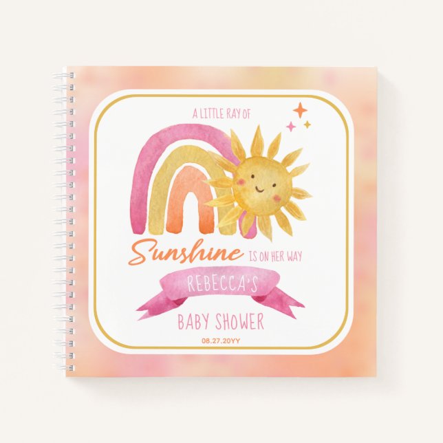 Little Ray of Sunshine Girl Baby Shower Guestbook Notebook (Front)