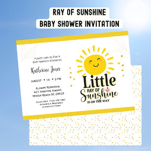 Little Ray of Sunshine Glitter Baby Shower   Invitation