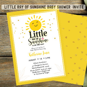 Little Ray of Sunshine Glitter Baby Shower   Invitation