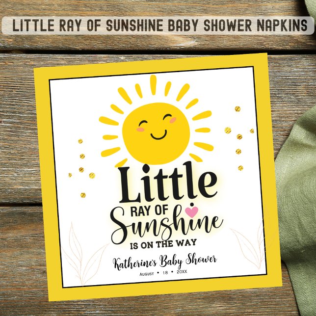 Little Ray of Sunshine Glitter Baby Shower   Napkin (Creator Uploaded)