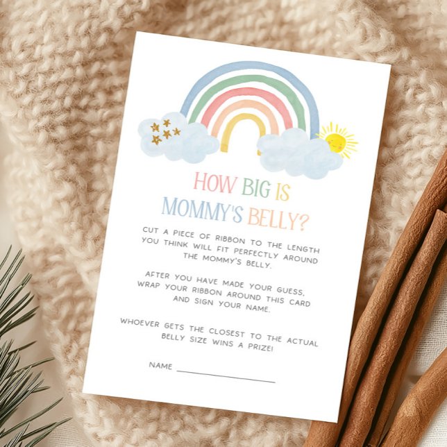 Little Ray of Sunshine How Big Is Mummy's Belly (Rainbow Baby Shower How Big Is Mommy's Belly Game)