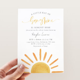 Little Ray Of Sunshine Is Almost Here Baby Shower Invitation