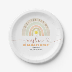 Little Ray Of Sunshine Is Almost Here Baby Shower Paper Plate