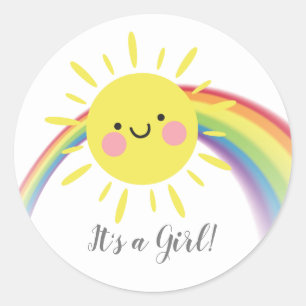 Little Ray of Sunshine It' a Girl Favour Sticker