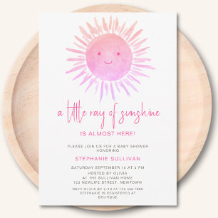 Little Ray of Sunshine Pink Baby Shower  Invitation